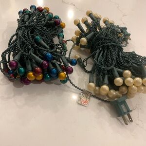 Vintage Christmas Lights WORKS Needs Repair (2) Strands  1 Color 1 White.